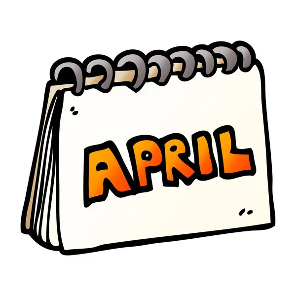 Cartoon Doodle Kalender Zeigt Monat April — Stockvektor