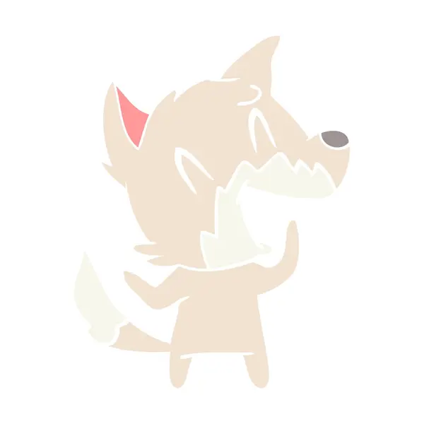 Lachende Fuchs Flache Farbe Stil Cartoon — Stockvektor