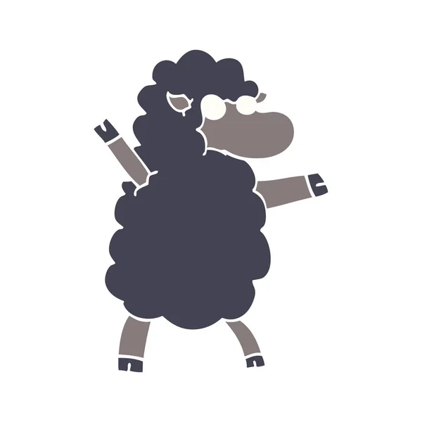 Desenho Animado Doodle Ovelhas Negras — Vetor de Stock