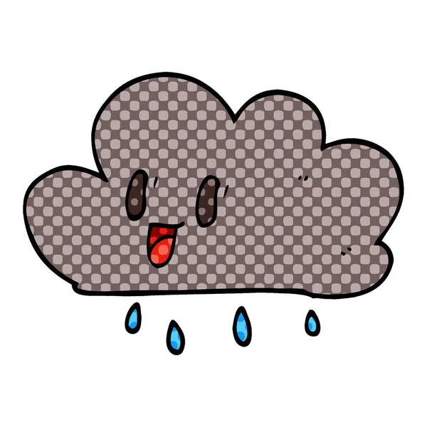 Dessin Animé Gribouille Heureux Nuage Gris — Image vectorielle