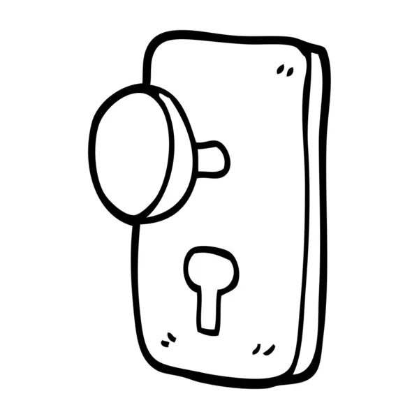 Line Drawing Cartoon Door Handle — Stock Vector