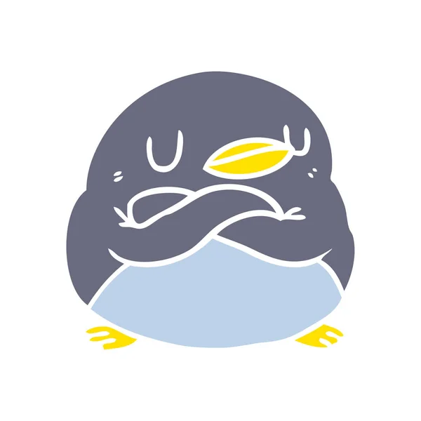 Pingüino Dibujos Animados Estilo Color Plano — Vector de stock
