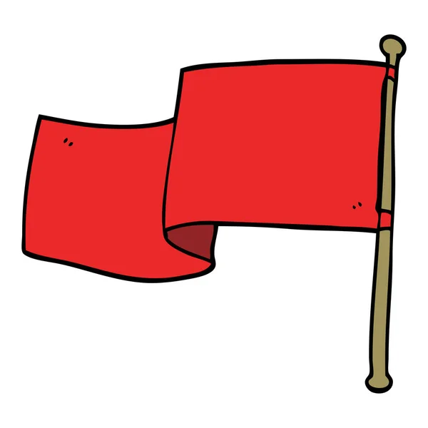 Cartoon Doodle Rode Vlag — Stockvector