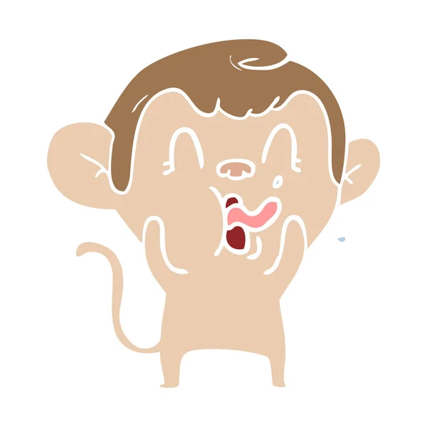 Macaco Desenho Animado Estilo Cor Plana Louco —  Vetores de Stock