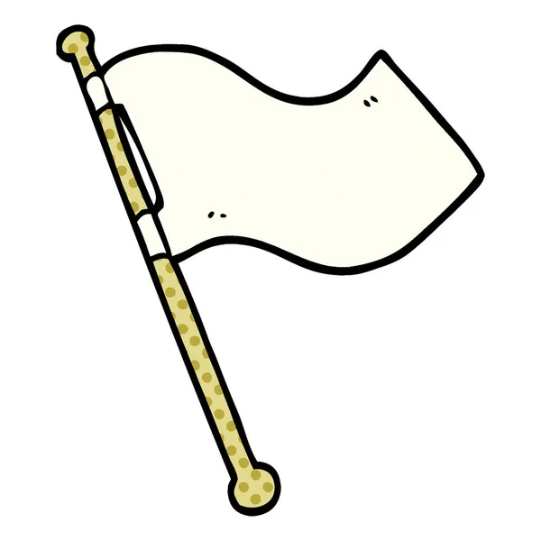 Dessin Animé Doodle Drapeau Blanc Agitant — Image vectorielle