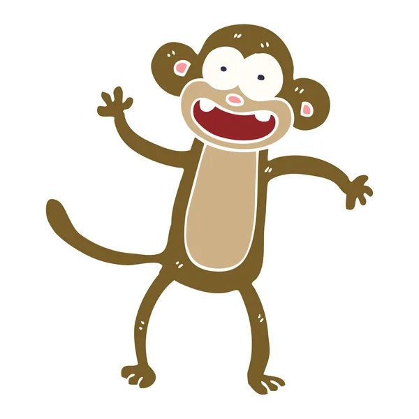 Fumetto Doodle Agitando Scimmia — Vettoriale Stock