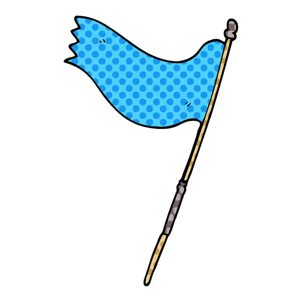 Doodle Desenho Animado Uma Bandeira Azul — Vetor de Stock