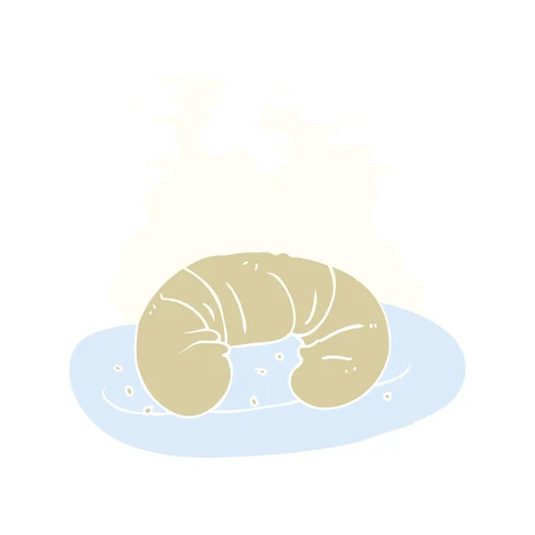 Ilustración Color Plano Croissant Caliente — Vector de stock