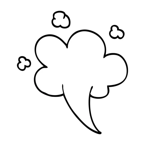 Linea Disegno Cartone Animato Whooshing Nube — Vettoriale Stock