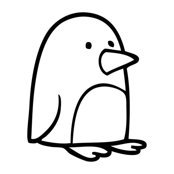 Línea Dibujo Dibujos Animados Pingüino Pequeño — Archivo Imágenes Vectoriales