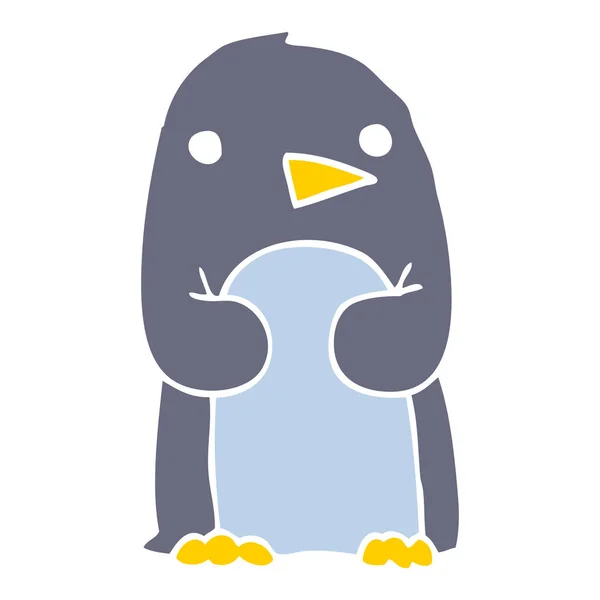 Pingüino Dibujos Animados Estilo Color Plano — Vector de stock