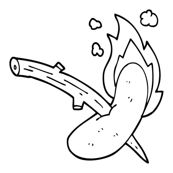 Linea Disegno Cartone Animato Hot Dog — Vettoriale Stock