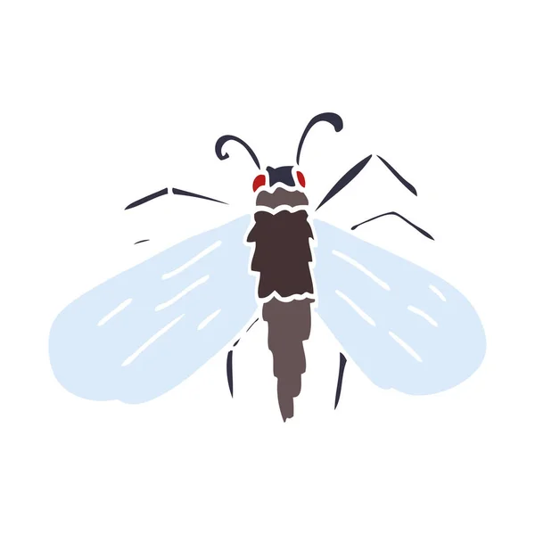 Desenho Animado Doodle Fly Flat Icon Isolado Fundo Branco Vetor —  Vetores de Stock
