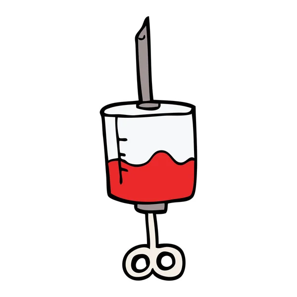 Cartoon Doodle Aus Blutgefüllter Spritze — Stockvektor