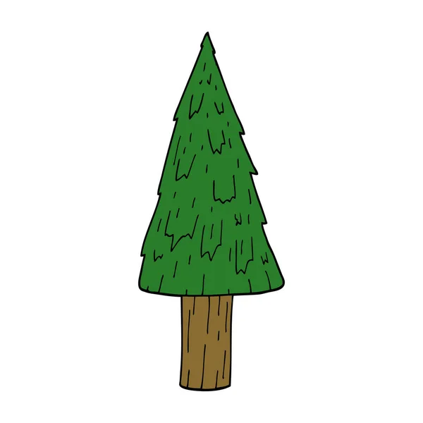 Dibujos Animados Garabato Árbol Navidad — Vector de stock