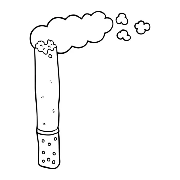 Linha Desenho Cartoon Cigarro — Vetor de Stock