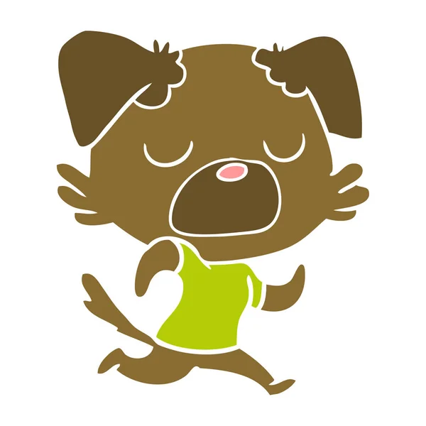 Estilo Cor Plana Desenho Animado Cão Jogging — Vetor de Stock