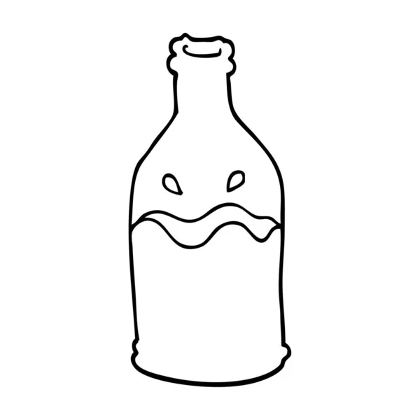 Linea Disegno Cartone Animato Bottiglia Latte — Vettoriale Stock