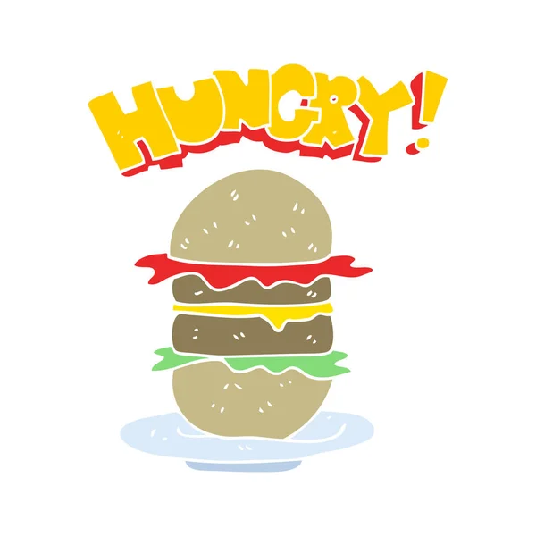 Illustrazione Colori Piatta Hamburger — Vettoriale Stock