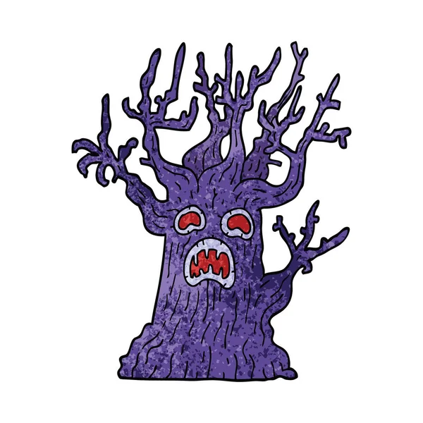 Zeichentrick Doodle Gespenstischer Baum — Stockvektor