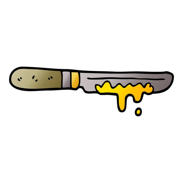 Cuchillo Mantequilla Garabato Dibujos Animados — Vector de stock