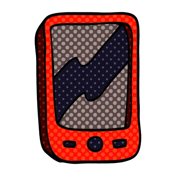 Cartoon Doodle Červený Mobilní Telefon — Stockový vektor