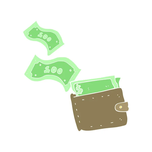 Flache Farbige Abbildung Der Brieftasche Voller Geld — Stockvektor