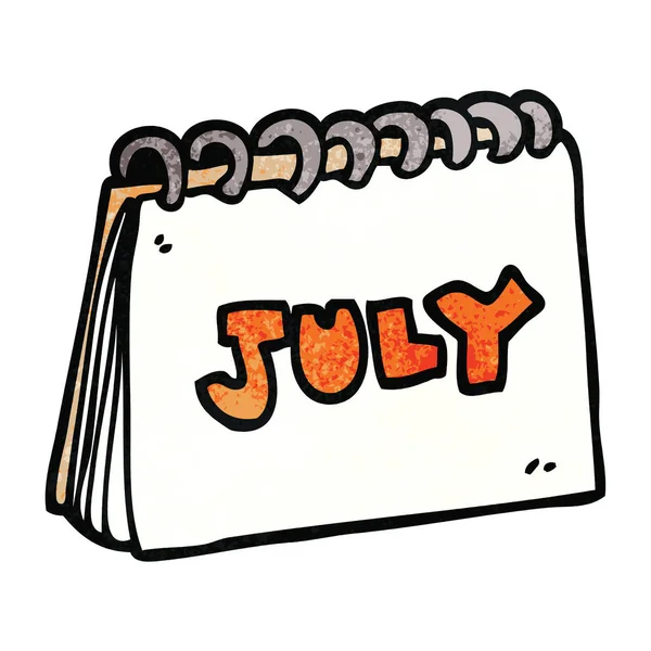 Dibujos Animados Doodle Calendario Mostrando Mes Julio — Archivo Imágenes Vectoriales