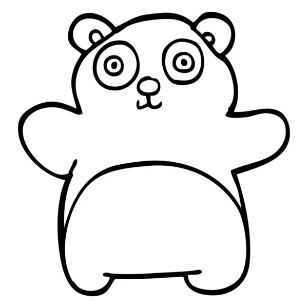 Lijntekening Cartoon Teddybeer — Stockvector