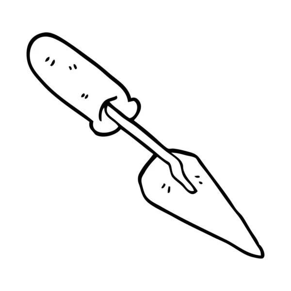 Line Drawing Cartoon Trowel — Stock Vector