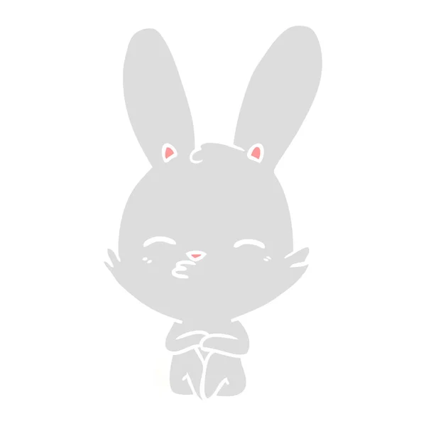 Nieuwsgierig Bunny Egale Kleur Stijl Cartoon — Stockvector