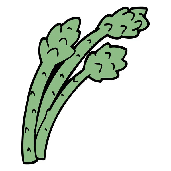 Pabrik Asparagus Doodle Kartun - Stok Vektor