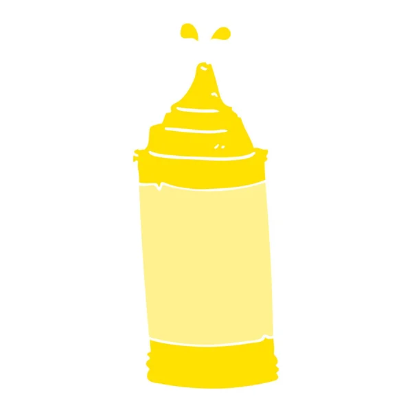 芥末瓶的扁平色插图 — 图库矢量图片