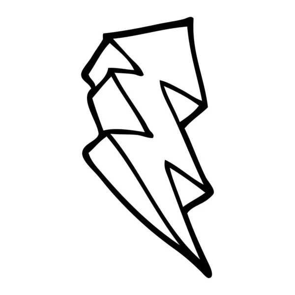 Lijntekening Cartoon Lightning Bolt Symbool — Stockvector