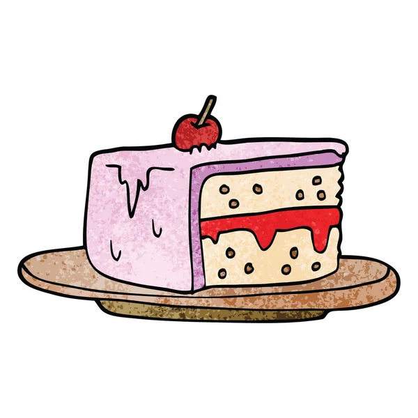 Fetta Cartoon Doodle Torta — Vettoriale Stock