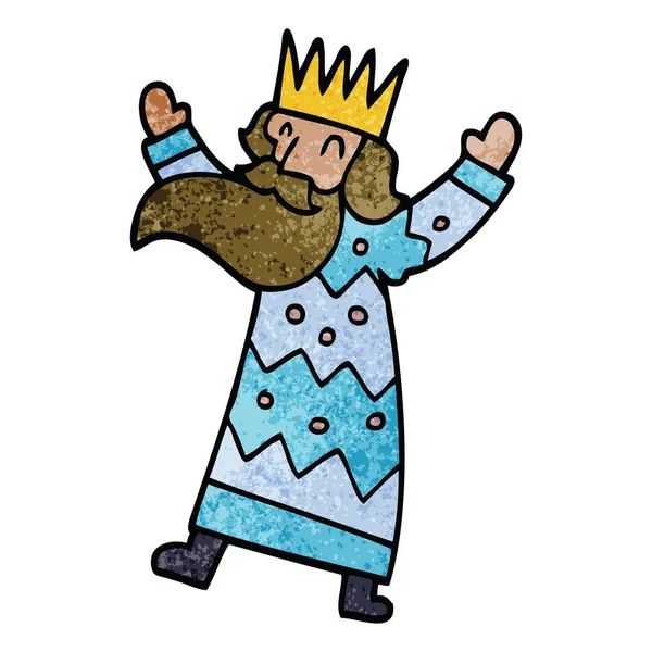 Dessin Animé Doodle Joyeux Roi — Image vectorielle