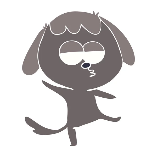 Επίπεδη Χρώμα Στυλ Καρτούν Βαρεθεί Σκύλου — Διανυσματικό Αρχείο