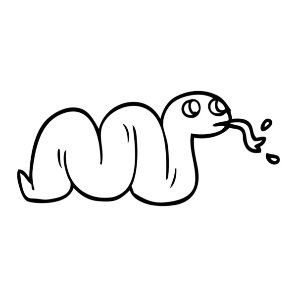 Line Drawing Cartoon Snake — Stock Vector
