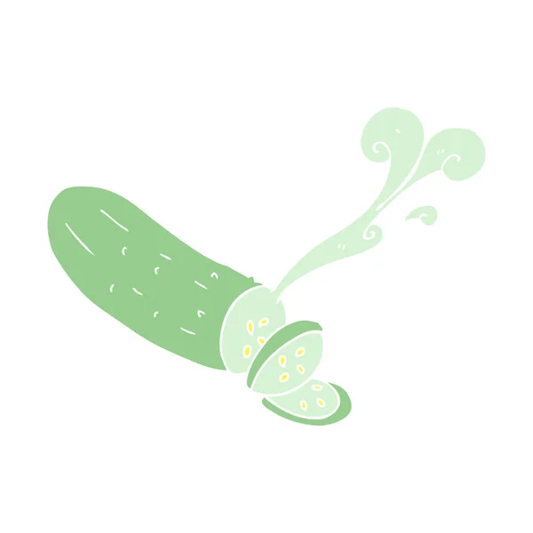 Flat Color Illustration Sliced Cucumber — Stock Vector