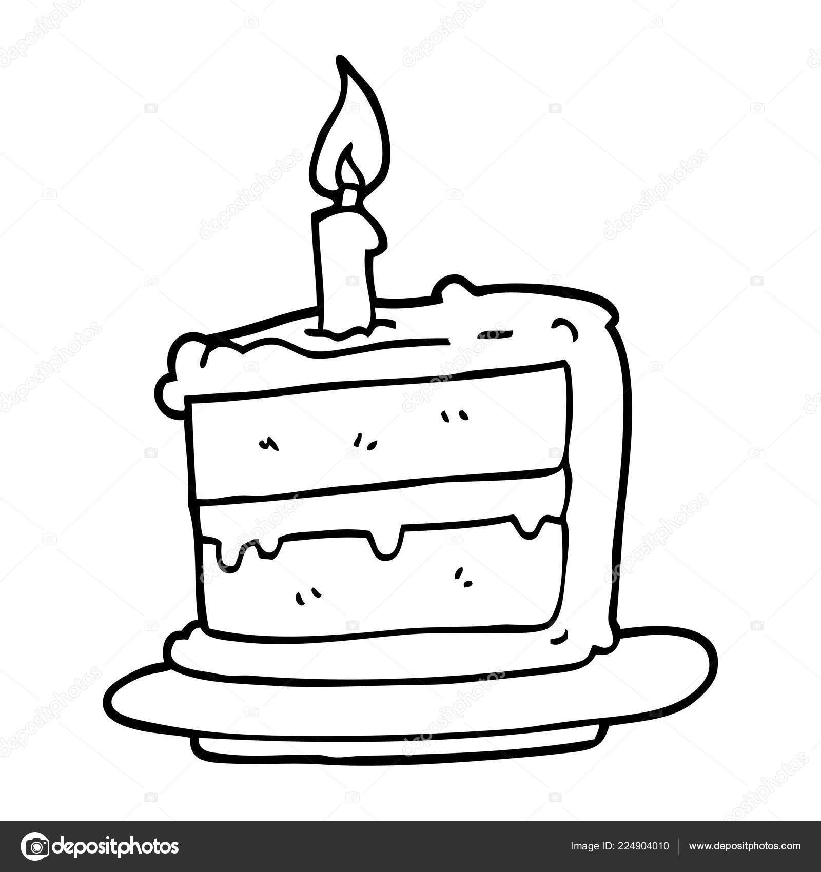 Dessin Ligne Dessin Anime Gateau Anniversaire Image Vectorielle Par Lineartestpilot C Illustration