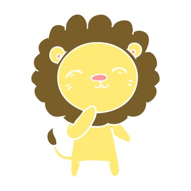 düz renk tarzı çizgi film aslan