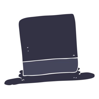 silindir şapka düz renkli çizimi