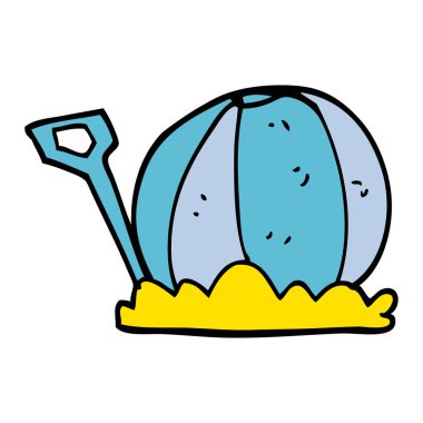 çizgi film doodle plaj topu ve kürek