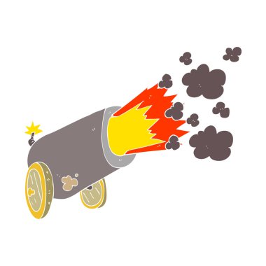 büyük top ateş düz renkli çizimi