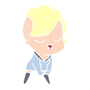 mutlu düz renk tarzı çizgi film kız