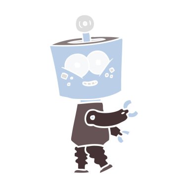 mutlu düz renk tarzı çizgi film robot