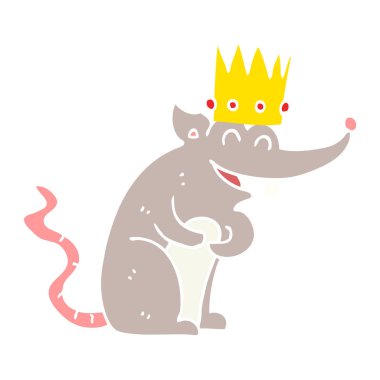 düz renk tarzı çizgi film fare kral gülüyor