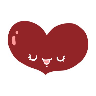 düz renk tarzı çizgi film aşk kalp karakteri