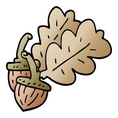 çizgi film beyaz arka plan üzerinde meşe palamudu doodle