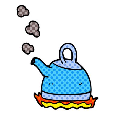 çizgi film doodle çaydanlık ocakta